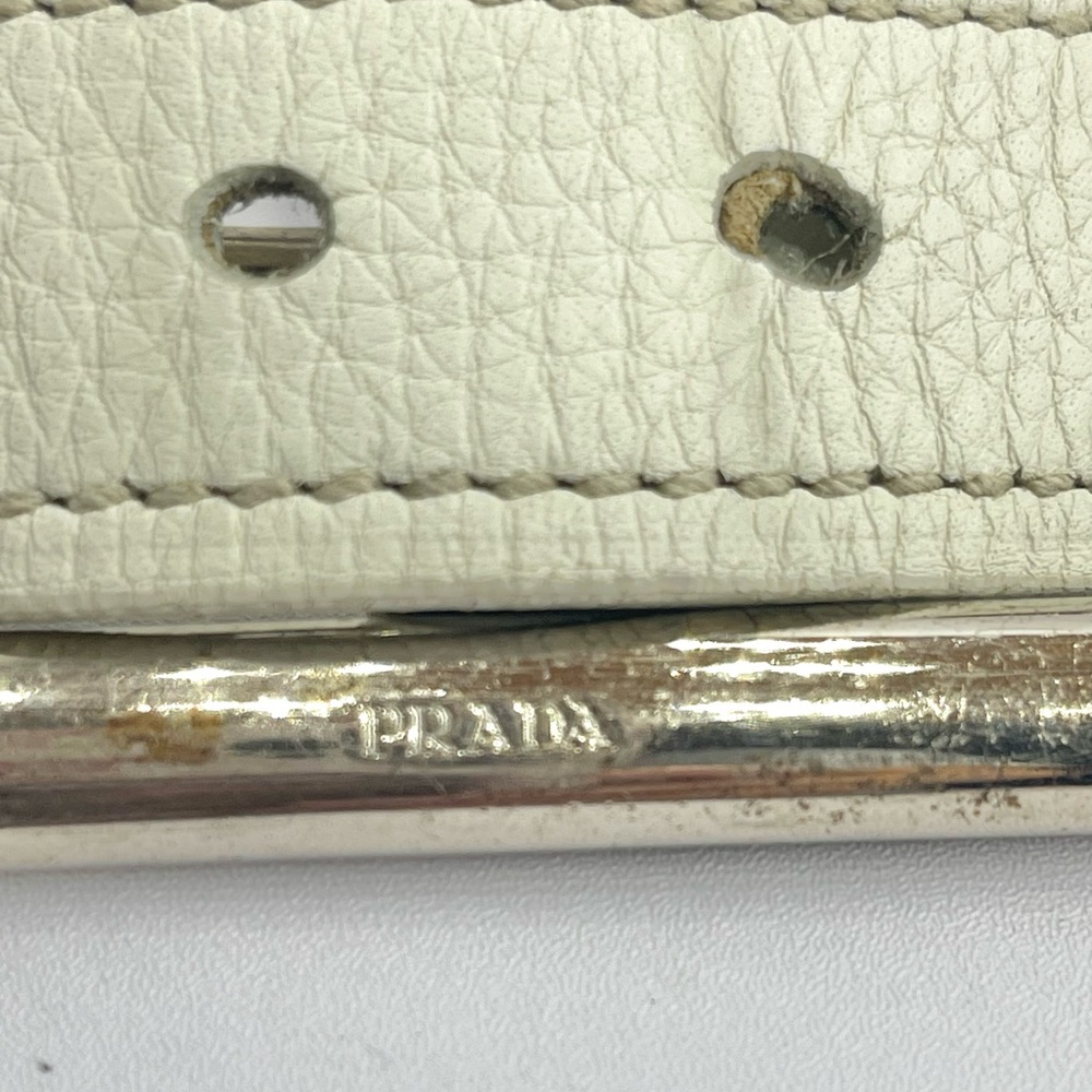 Prada Cream Textured Leather Belt